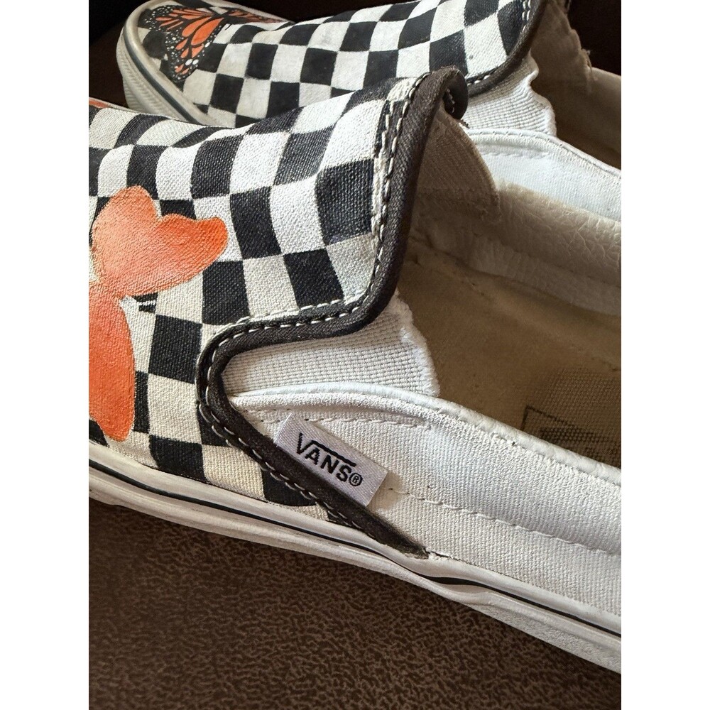 Vans Checkered Hand painted Butterfly Monarch Sneakers Women Slip On Shoe 9.5m - Picture 9 of 15
